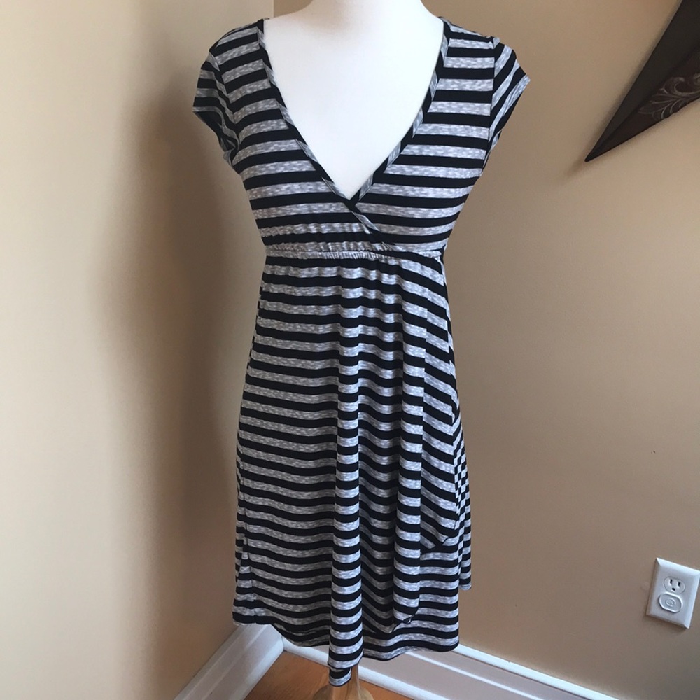 V-neck Striped Date Dress or Swim Coverup